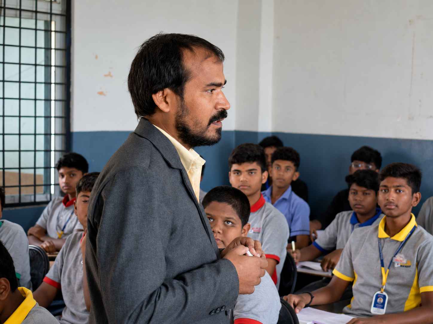 Students participating in classroom teaching at Little Scholar School in Kamareddy
