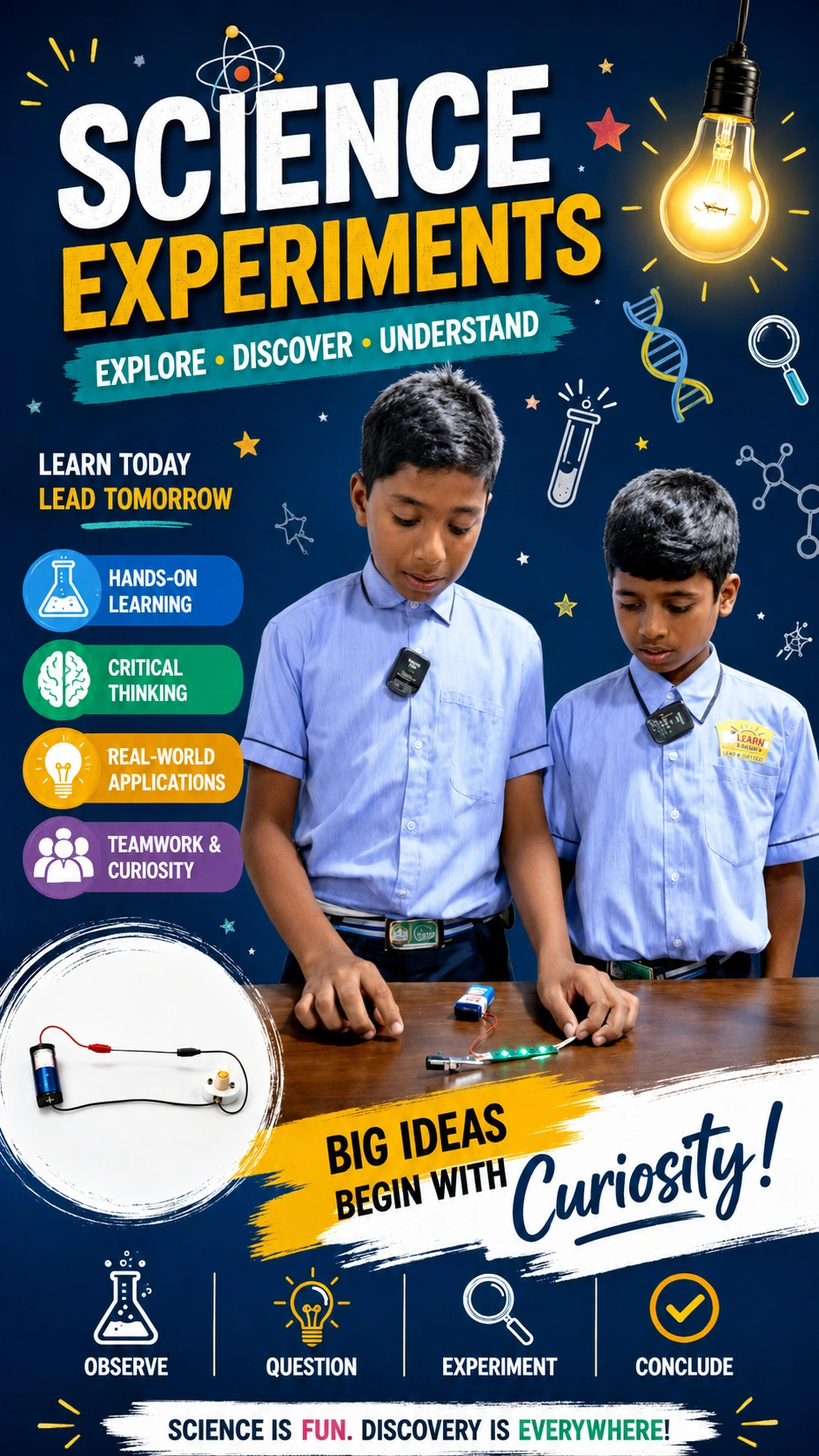 Students participating in a science activity at Little Scholar School in Kamareddy