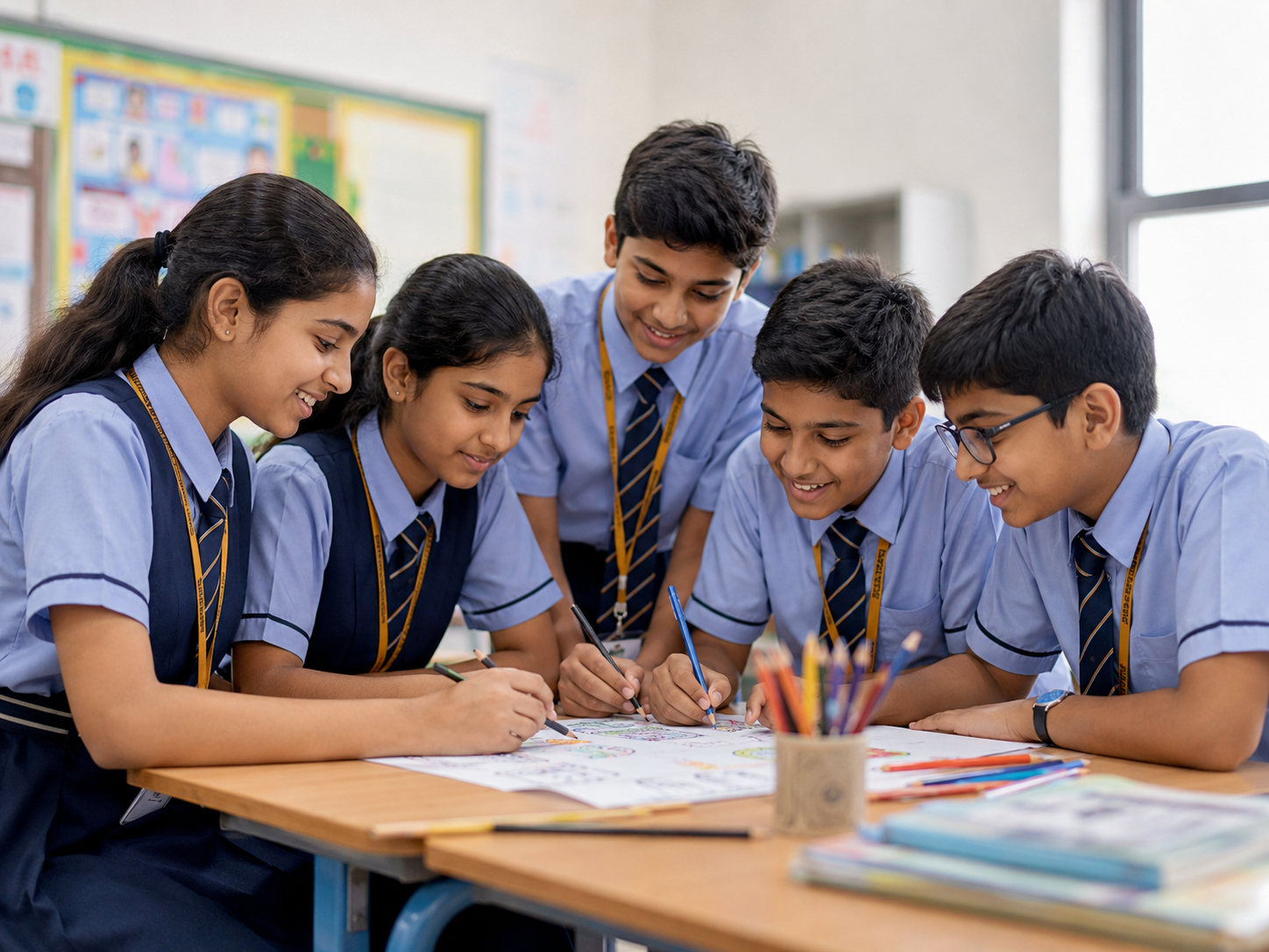 Middle school in Kamareddy students learning through projects and discussion